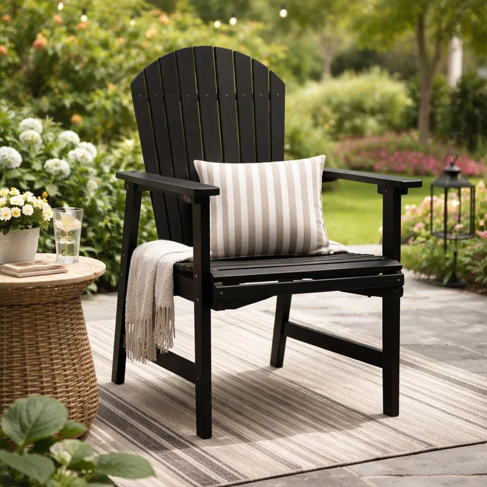 Pima Outdoor Dining Chair Set of 2, Adirondack Dark Gray Acacia Wood -BM323372