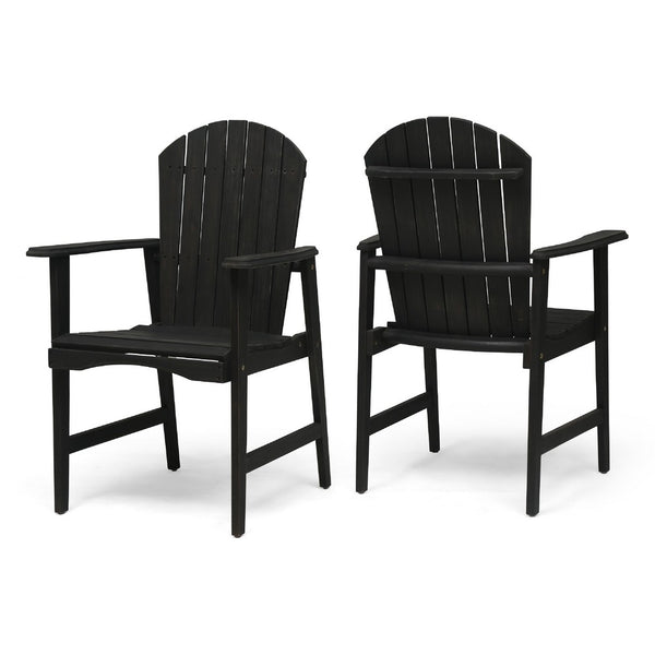 Pima Outdoor Dining Chair Set of 2, Adirondack Dark Gray Acacia Wood -BM323372