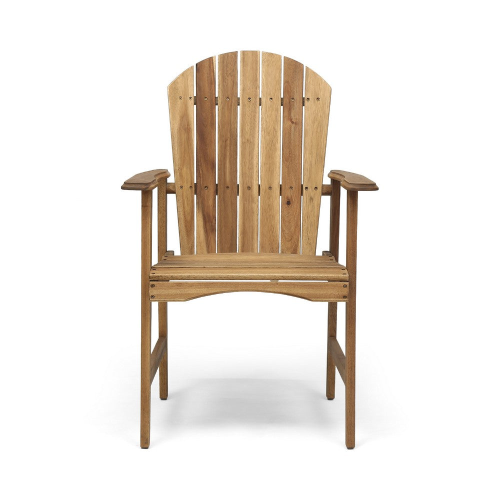 Pima Outdoor Dining Chair Set of 2, H Frame, Adirondack Brown Acacia Wood -BM323373