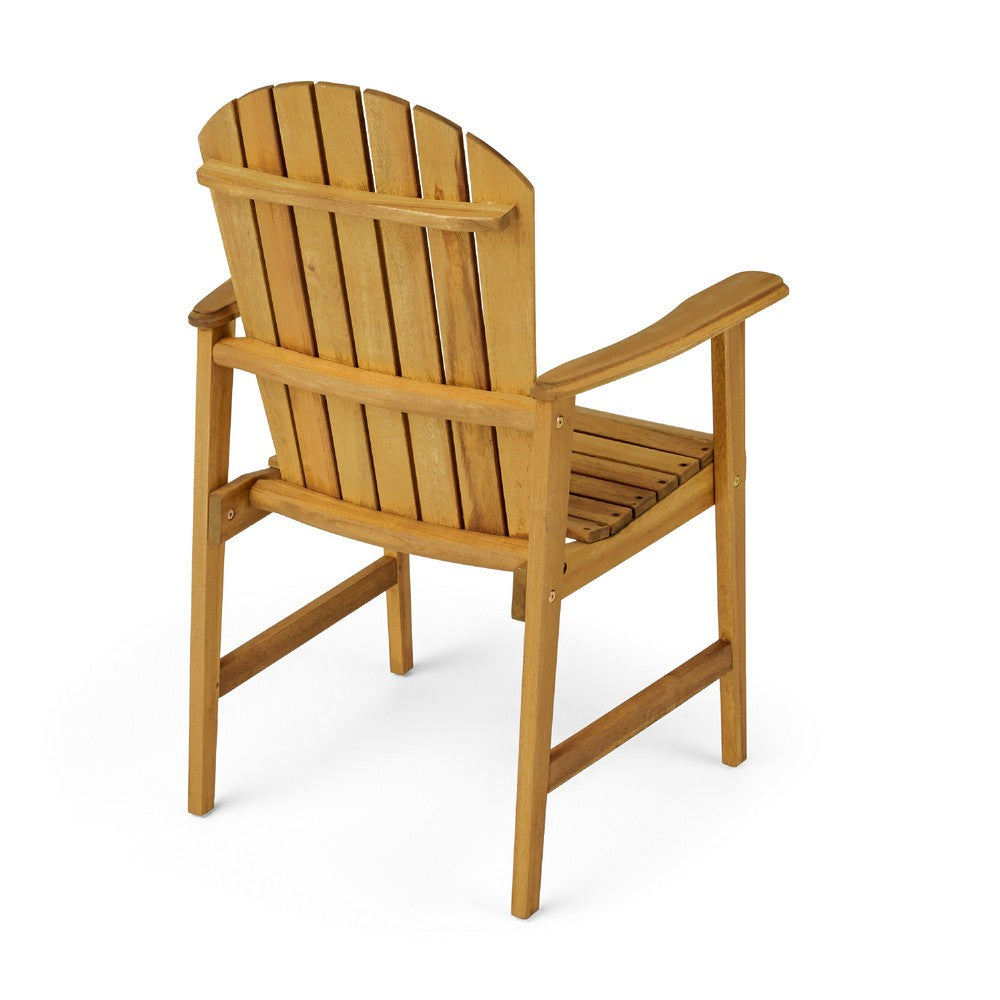 Pima Outdoor Dining Chair Set of 2, H Frame, Adirondack Brown Acacia Wood -BM323373