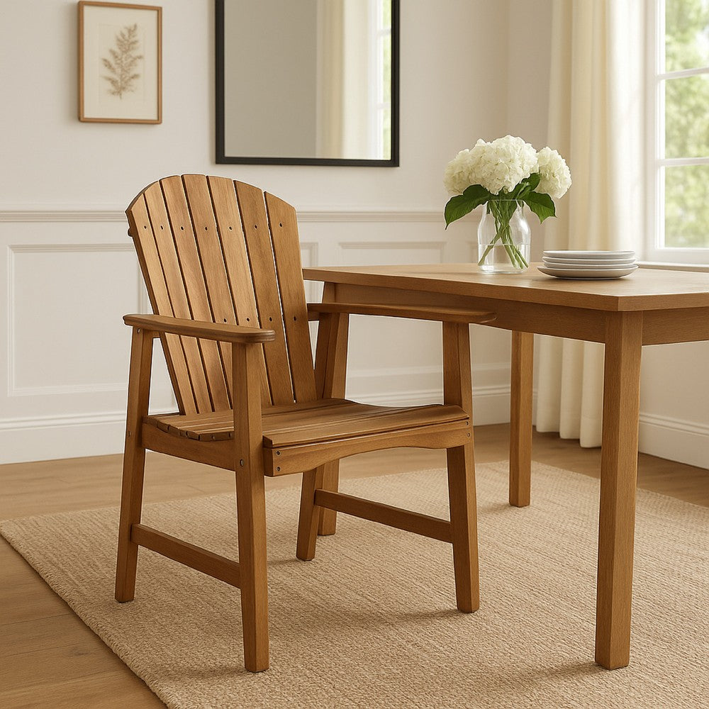 Pima Outdoor Dining Chair Set of 2, H Frame, Adirondack Brown Acacia Wood -BM323373