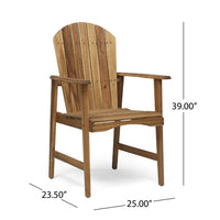 Pima Outdoor Dining Chair Set of 2, H Frame, Adirondack Brown Acacia Wood -BM323373