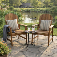 Pima Outdoor Dining Chair Set of 2, H Frame, Adirondack Brown Acacia Wood -BM323373