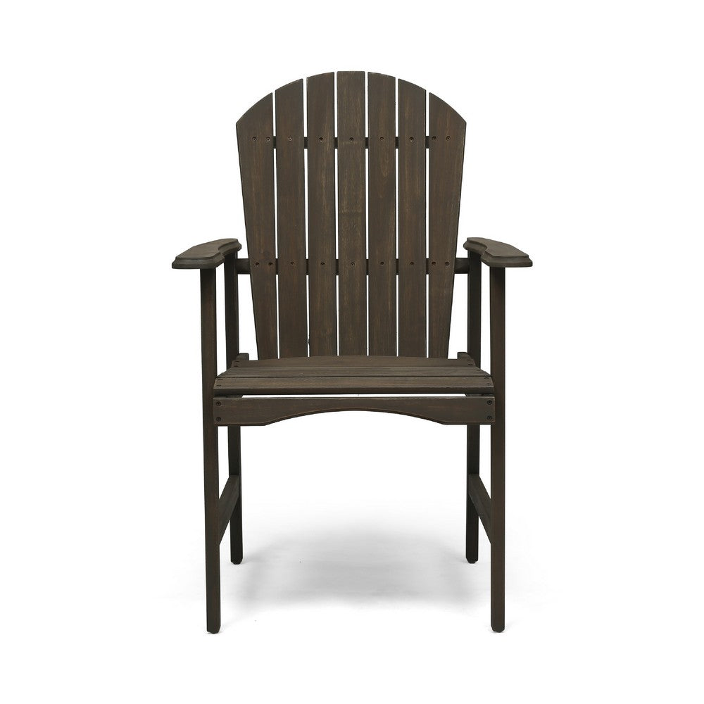 Pima Outdoor Dining Chair Set of 2, Adirondack Taupe Gray Acacia Wood -BM323374