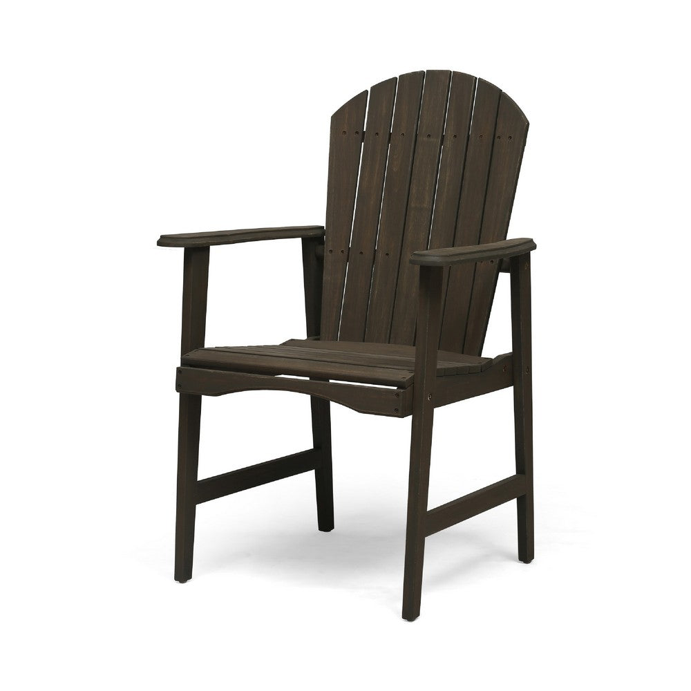 Pima Outdoor Dining Chair Set of 2, Adirondack Taupe Gray Acacia Wood -BM323374