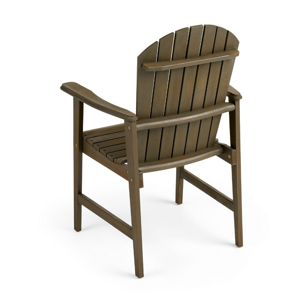 Pima Outdoor Dining Chair Set of 2, Adirondack Taupe Gray Acacia Wood -BM323374