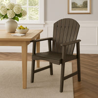 Pima Outdoor Dining Chair Set of 2, Adirondack Taupe Gray Acacia Wood -BM323374