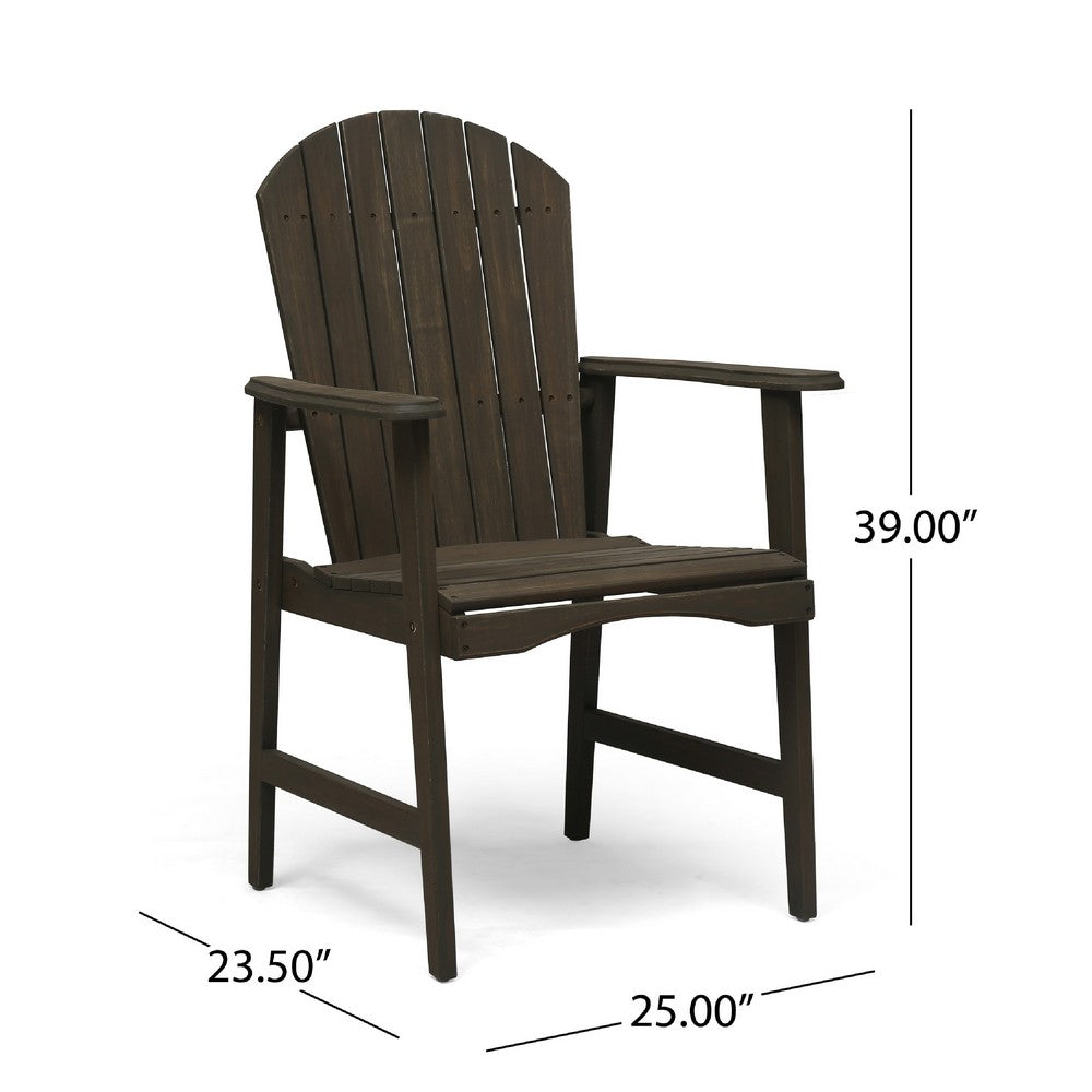 Pima Outdoor Dining Chair Set of 2, Adirondack Taupe Gray Acacia Wood -BM323374