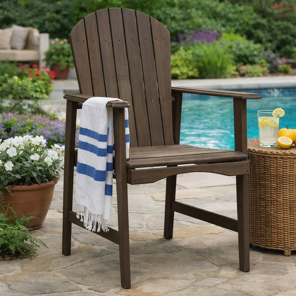 Pima Outdoor Dining Chair Set of 2, Adirondack Taupe Gray Acacia Wood -BM323374