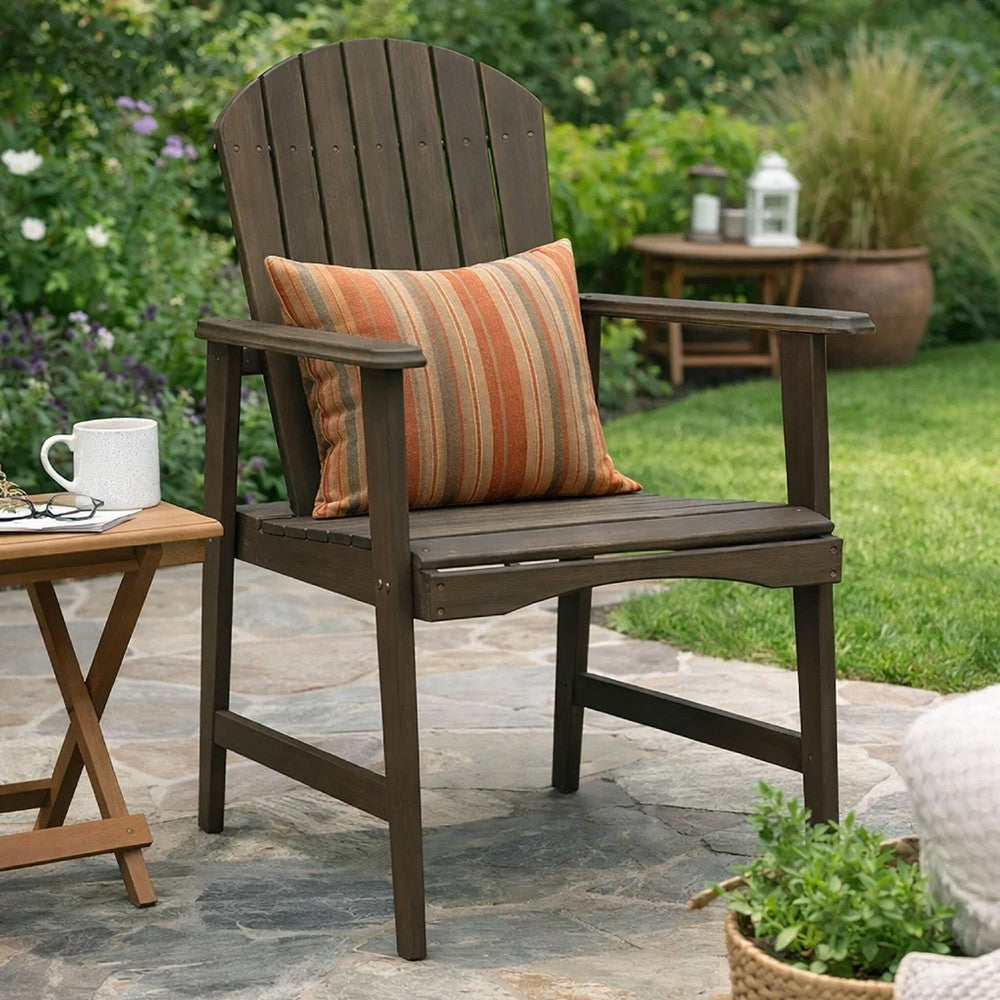 Pima Outdoor Dining Chair Set of 2, Adirondack Taupe Gray Acacia Wood -BM323374