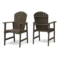Pima Outdoor Dining Chair Set of 2, Adirondack Taupe Gray Acacia Wood -BM323374