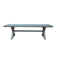 Jica Outdoor Dining Bench, X Shape Legs, Slatted Dark Gray Metal, 59 Inch -BM323378