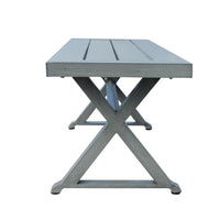 Jica Outdoor Dining Bench, X Shape Legs, Slatted Dark Gray Metal, 59 Inch -BM323378
