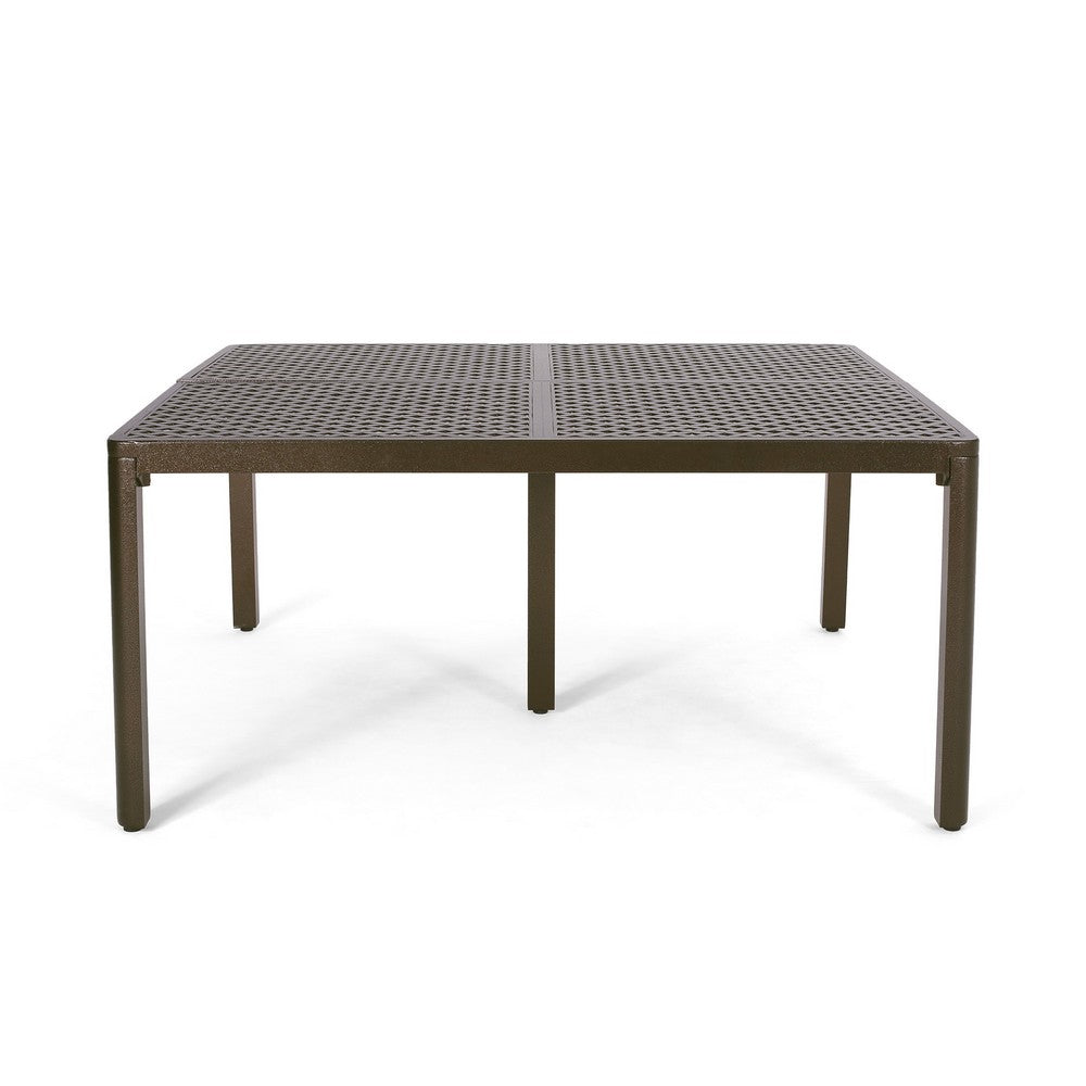 Riley Outdoor Dining Table, Glossy Black Metal Lattice, Square 61 Inch -BM323380