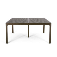 Riley Outdoor Dining Table, Glossy Black Metal Lattice, Square 61 Inch -BM323380
