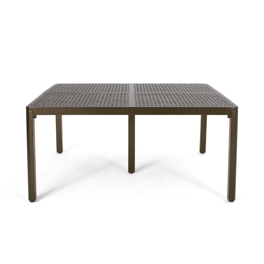 Riley Outdoor Dining Table, Glossy Black Metal Lattice, Square 61 Inch -BM323380
