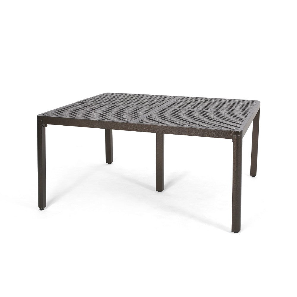Riley Outdoor Dining Table, Glossy Black Metal Lattice, Square 61 Inch -BM323380