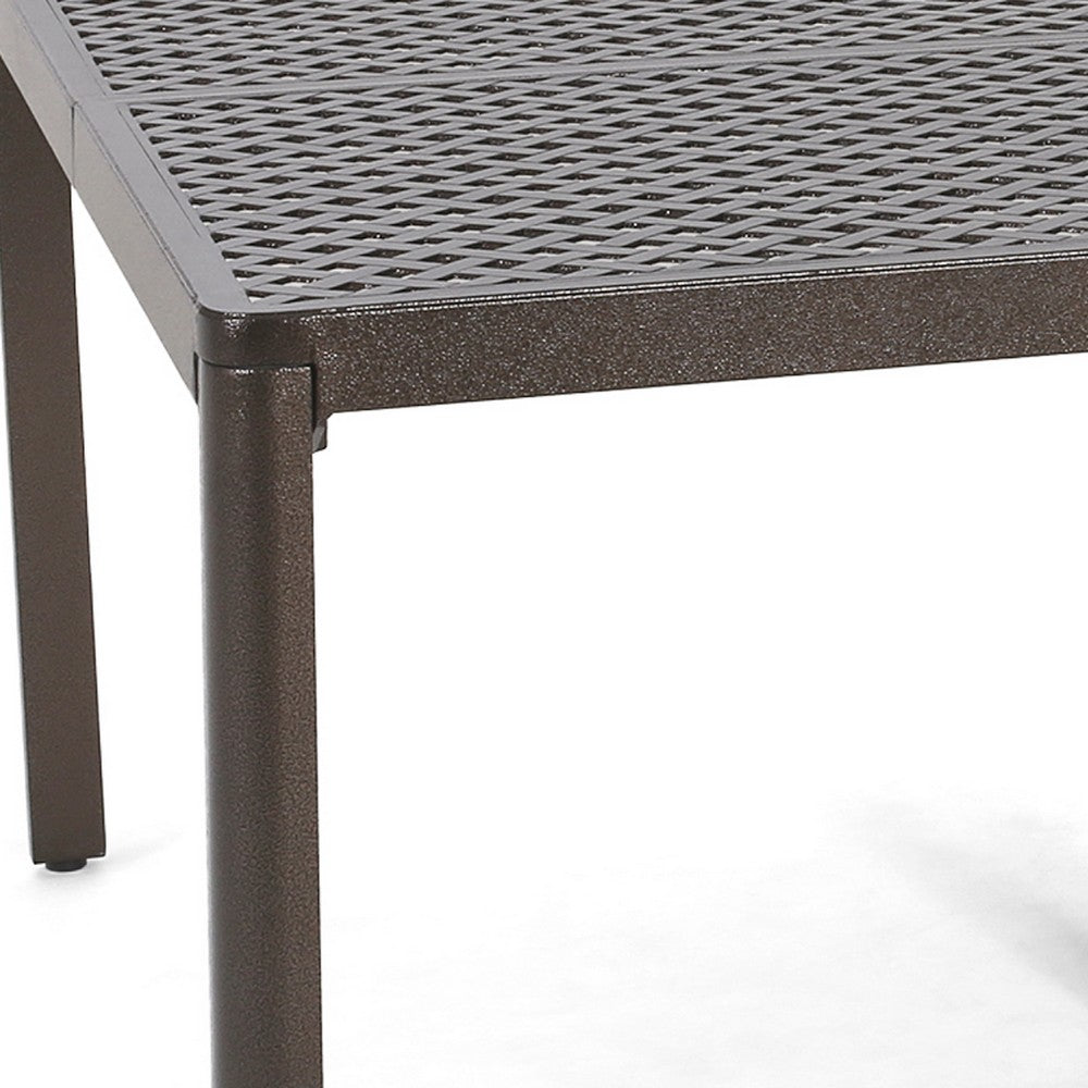 Riley Outdoor Dining Table, Glossy Black Metal Lattice, Square 61 Inch -BM323380