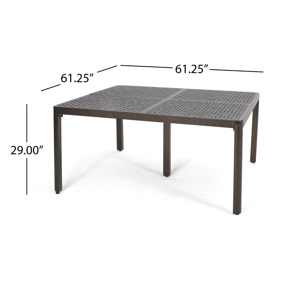 Riley Outdoor Dining Table, Glossy Black Metal Lattice, Square 61 Inch -BM323380