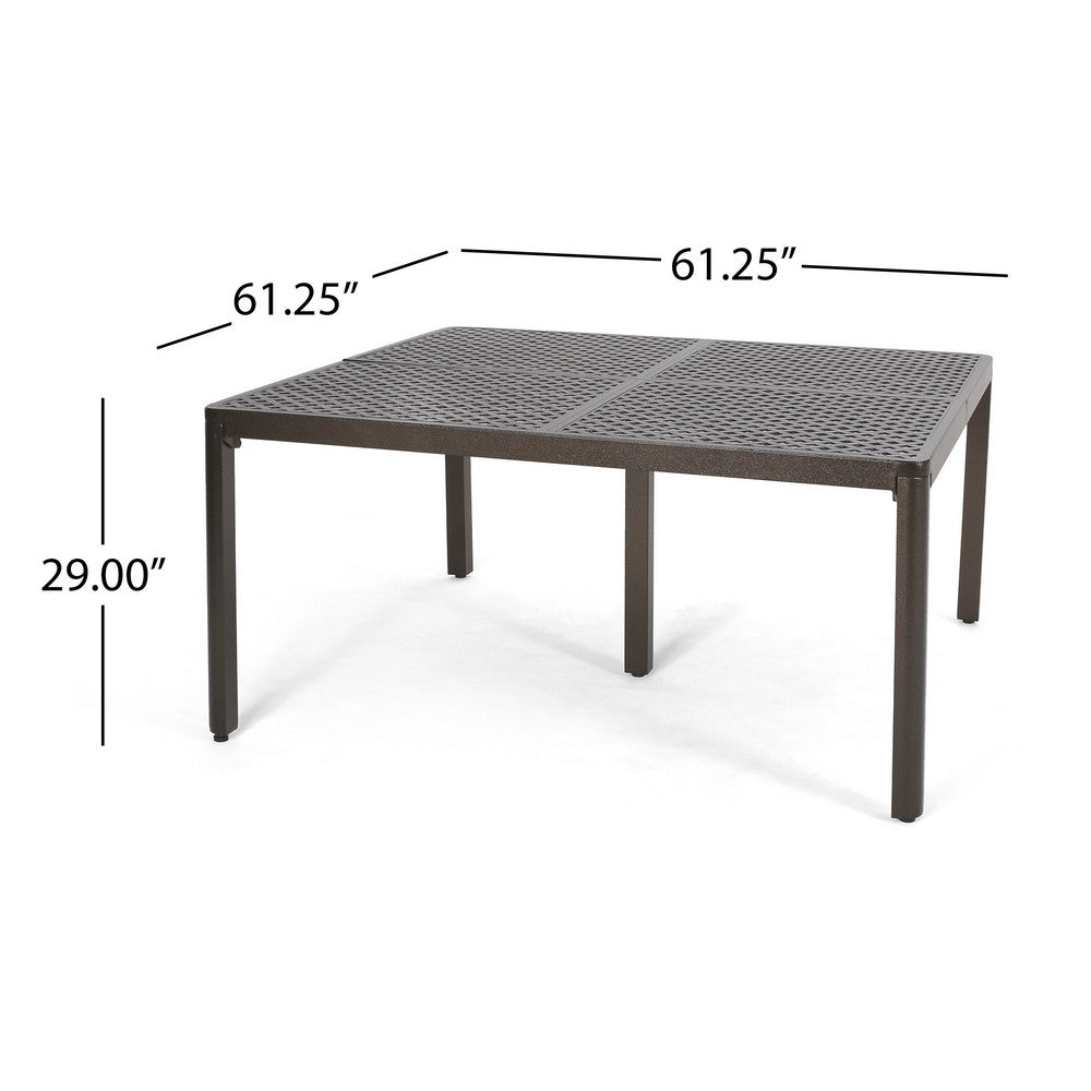 Riley Outdoor Dining Table, Glossy Black Metal Lattice, Square 61 Inch -BM323380