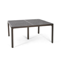 Riley Outdoor Dining Table, Glossy Black Metal Lattice, Square 61 Inch -BM323380