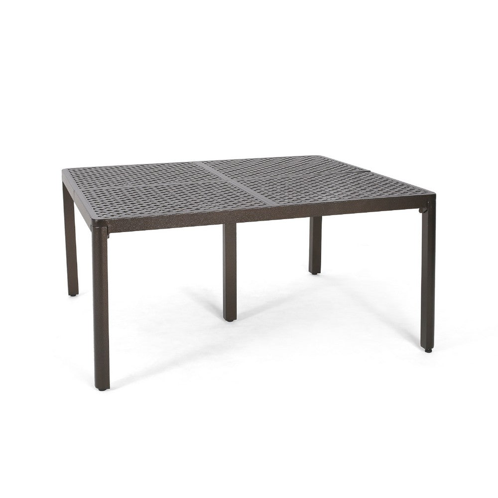 Riley Outdoor Dining Table, Glossy Black Metal Lattice, Square 61 Inch -BM323380