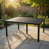 Riley Outdoor Dining Table, Square 61 Inch Matte Black Metal Lattice -BM323381
