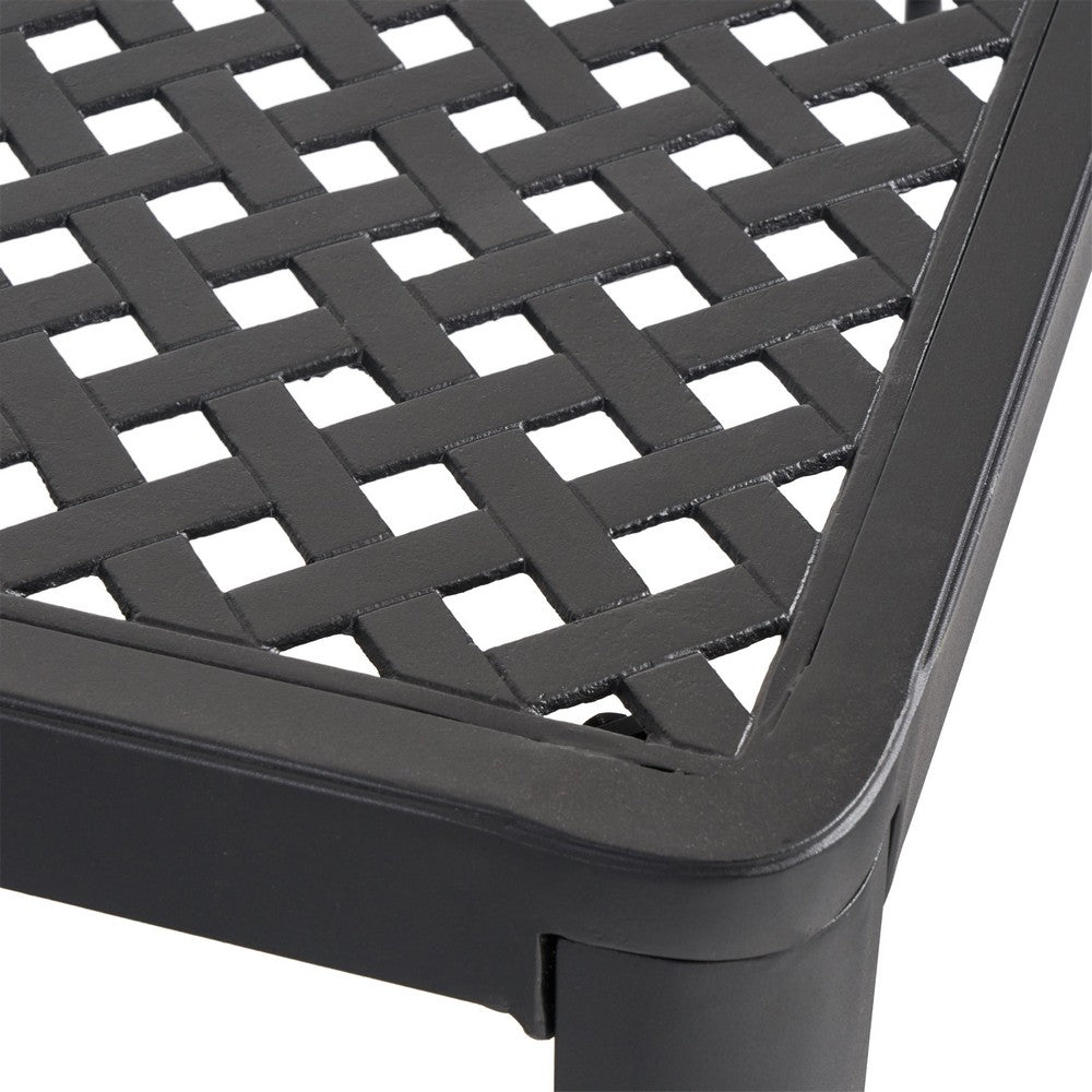 Riley Outdoor Dining Table, Square 61 Inch Matte Black Metal Lattice -BM323381
