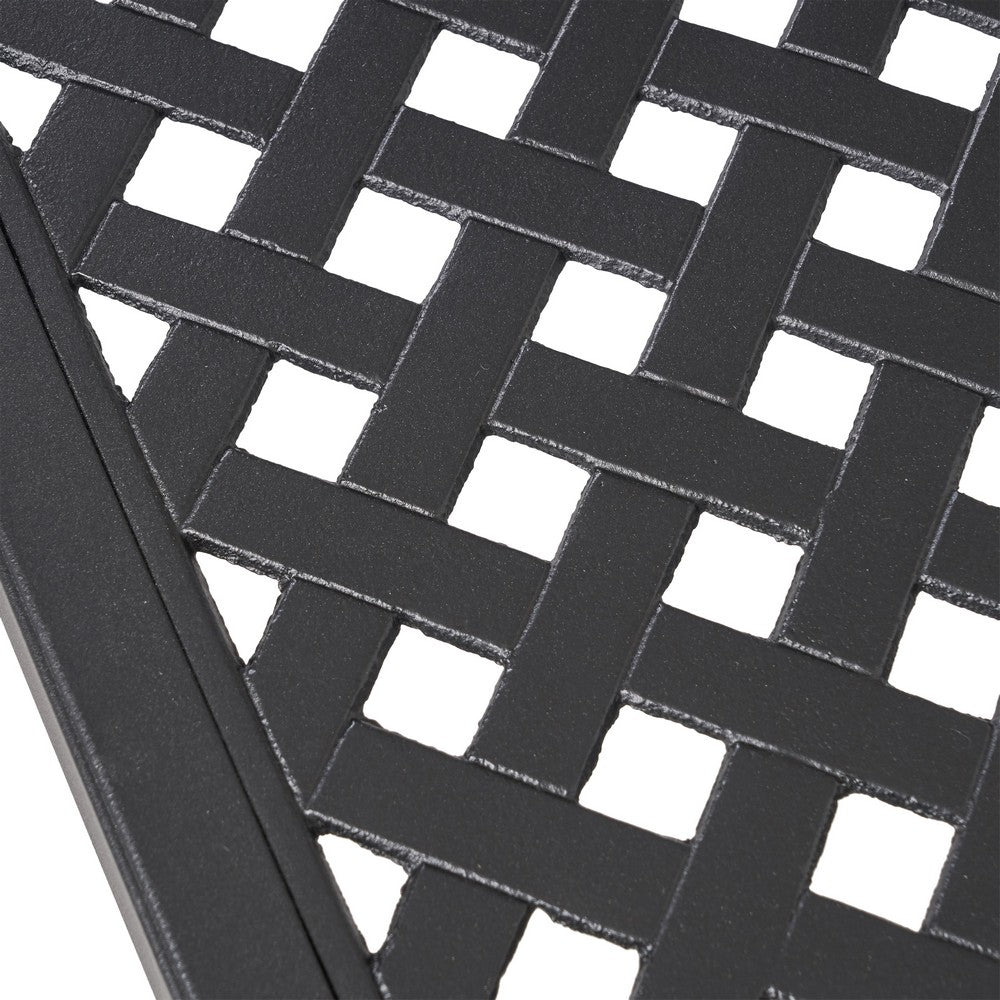 Riley Outdoor Dining Table, Square 61 Inch Matte Black Metal Lattice -BM323381