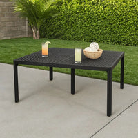 Riley Outdoor Dining Table, Square 61 Inch Matte Black Metal Lattice -BM323381