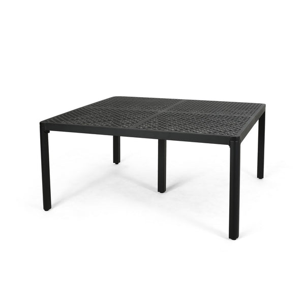 Riley Outdoor Dining Table, Square 61 Inch Matte Black Metal Lattice -BM323381
