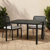 Riley Outdoor Dining Table, Square 61 Inch Matte Black Metal Lattice -BM323381