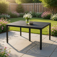 Riley Outdoor Dining Table, Square 61 Inch Matte Black Metal Lattice -BM323381