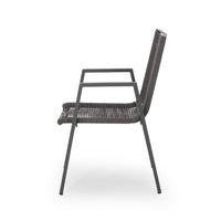 Teny Outdoor Dining Chair Set of 2, Dark Gray Metal. Woven Rope Seat Back -BM323382