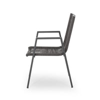 Teny Outdoor Dining Chair Set of 2, Dark Gray Metal. Woven Rope Seat Back -BM323382