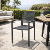 Teny Outdoor Dining Chair Set of 2, Open Back, Woven Rope, Dark Gray Metal -BM323383