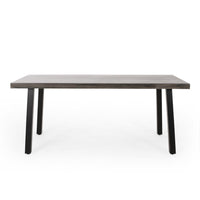 Ricksy Outdoor Dining Table, Dark Gray Metal Top, Black Steel Legs, 69 Inch -BM323384
