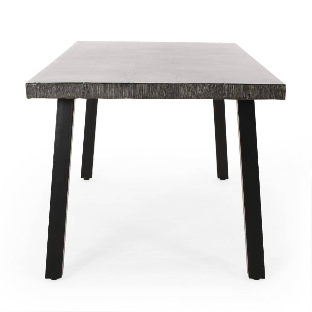 Ricksy Outdoor Dining Table, Dark Gray Metal Top, Black Steel Legs, 69 Inch -BM323384