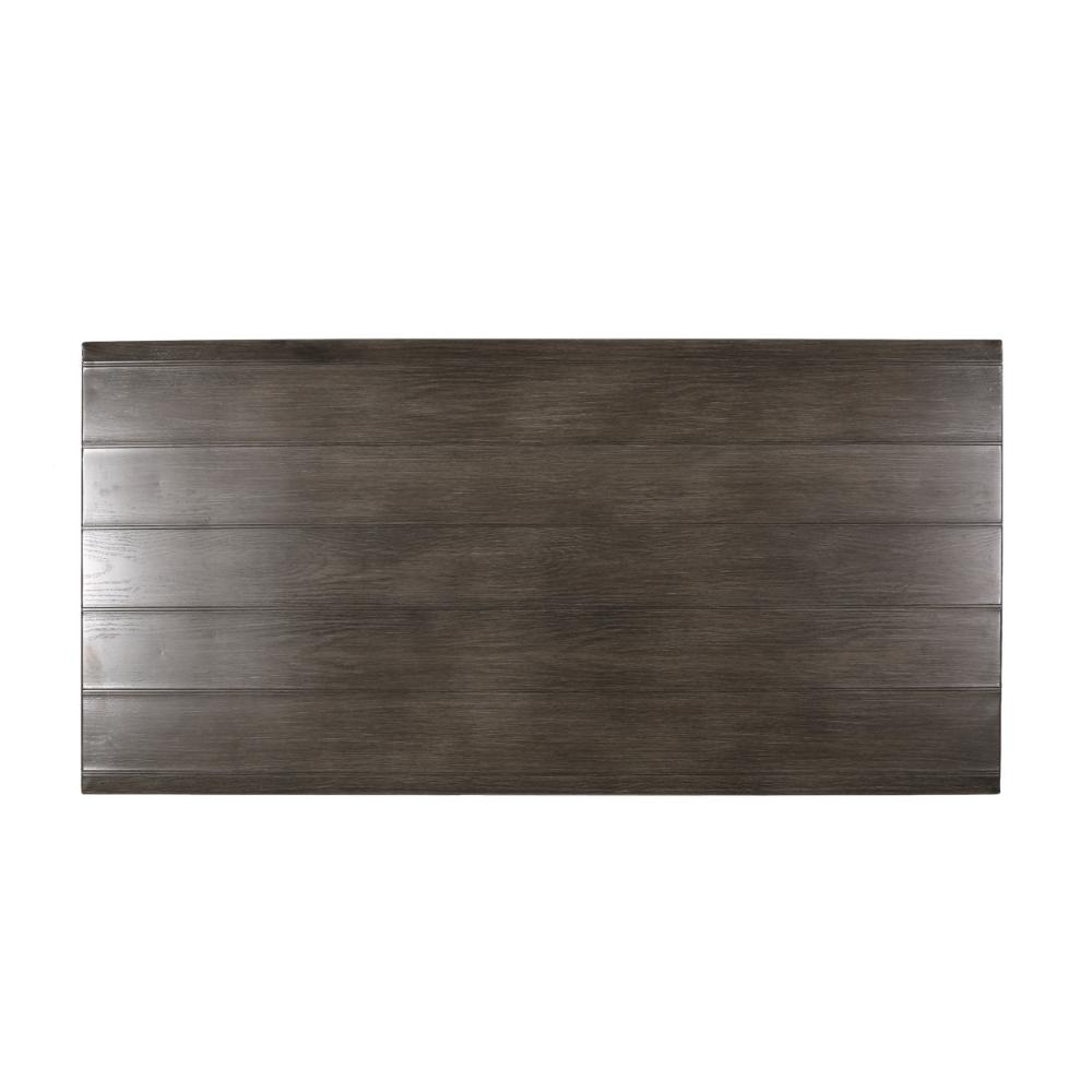 Ricksy Outdoor Dining Table, Dark Gray Metal Top, Black Steel Legs, 69 Inch -BM323384
