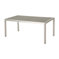 Eoin Outdoor Dining Table, Rectangular 71 Inch Gray Faux Wood, Metal Frame -BM323385