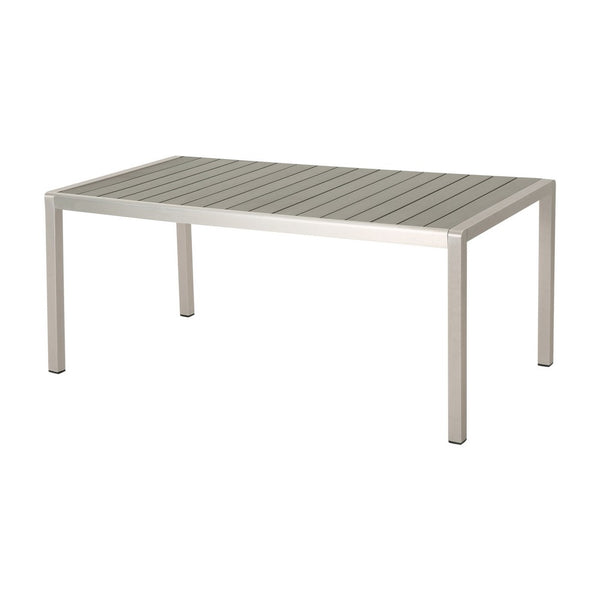 Eoin Outdoor Dining Table, Rectangular 71 Inch Gray Faux Wood, Metal Frame -BM323385