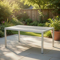 Eoin Outdoor Dining Table, Rectangular 71 Inch Gray Faux Wood, Metal Frame -BM323385