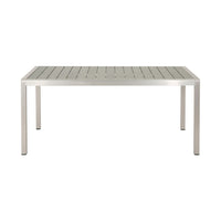 Eoin Outdoor Dining Table, Rectangular 71 Inch Gray Faux Wood, Metal Frame -BM323385