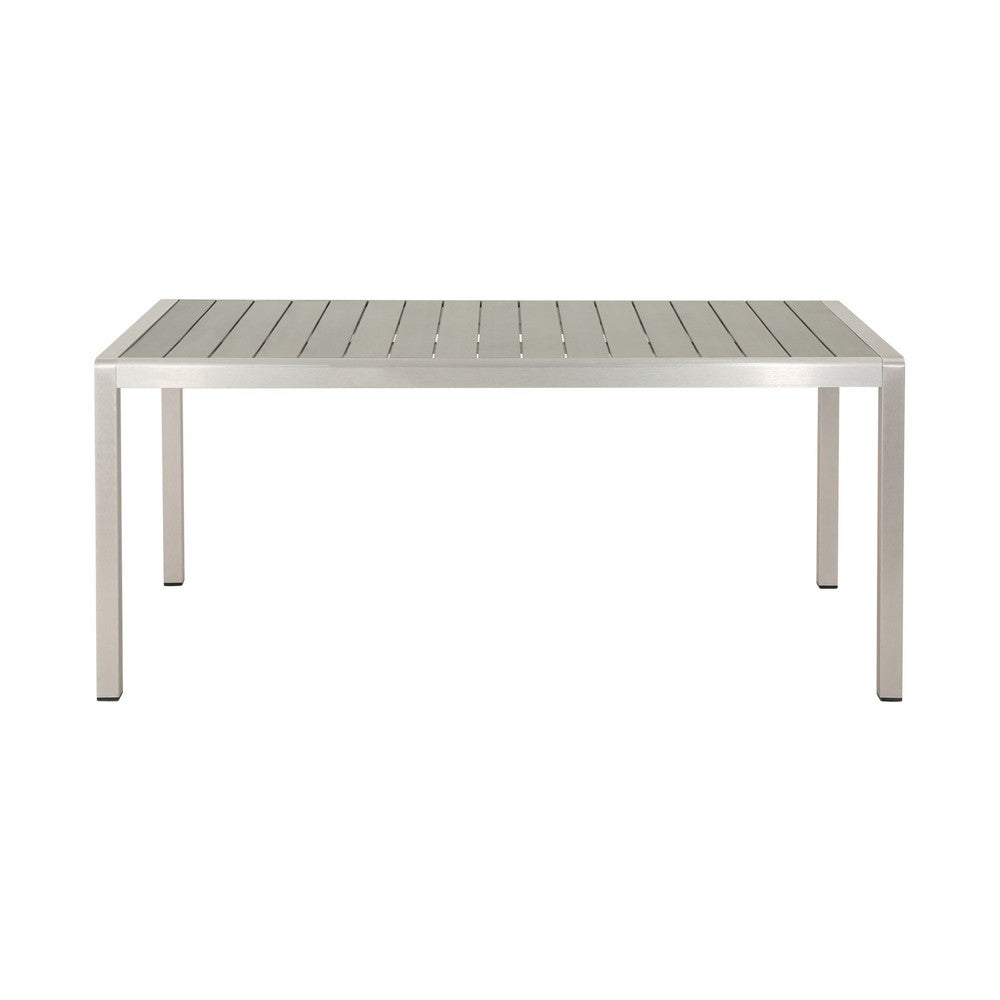 Eoin Outdoor Dining Table, Rectangular 71 Inch Gray Faux Wood, Metal Frame -BM323385
