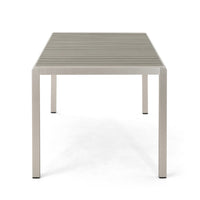 Eoin Outdoor Dining Table, Rectangular 71 Inch Gray Faux Wood, Metal Frame -BM323385