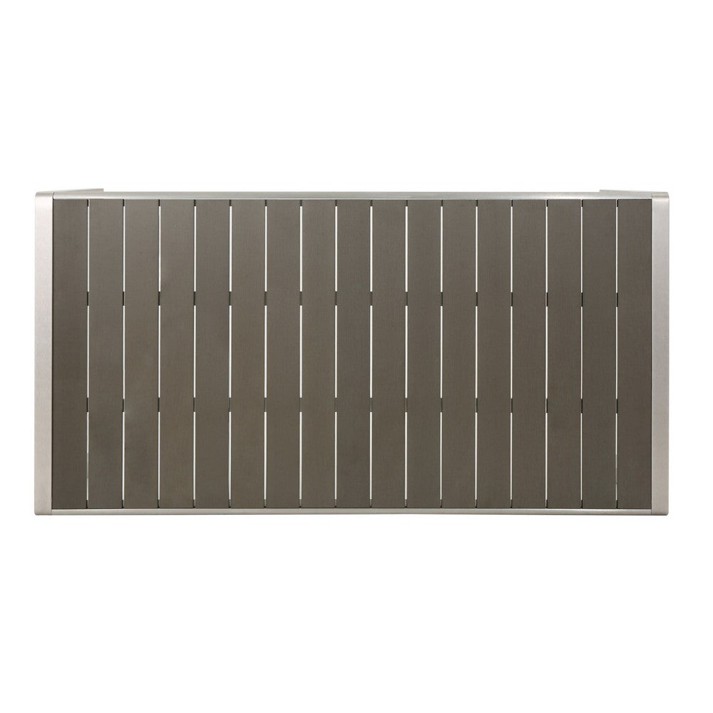Eoin Outdoor Dining Table, Rectangular 71 Inch Gray Faux Wood, Metal Frame -BM323385