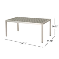 Eoin Outdoor Dining Table, Rectangular 71 Inch Gray Faux Wood, Metal Frame -BM323385
