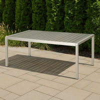 Eoin Outdoor Dining Table, Rectangular 71 Inch Gray Faux Wood, Metal Frame -BM323385