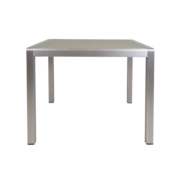 Kimi Outdoor Dining Table, Dark Gray Glass Top, Metal Frame, Square 35 Inch -BM323388
