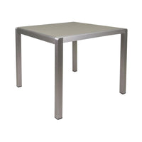 Kimi Outdoor Dining Table, Dark Gray Glass Top, Metal Frame, Square 35 Inch -BM323388